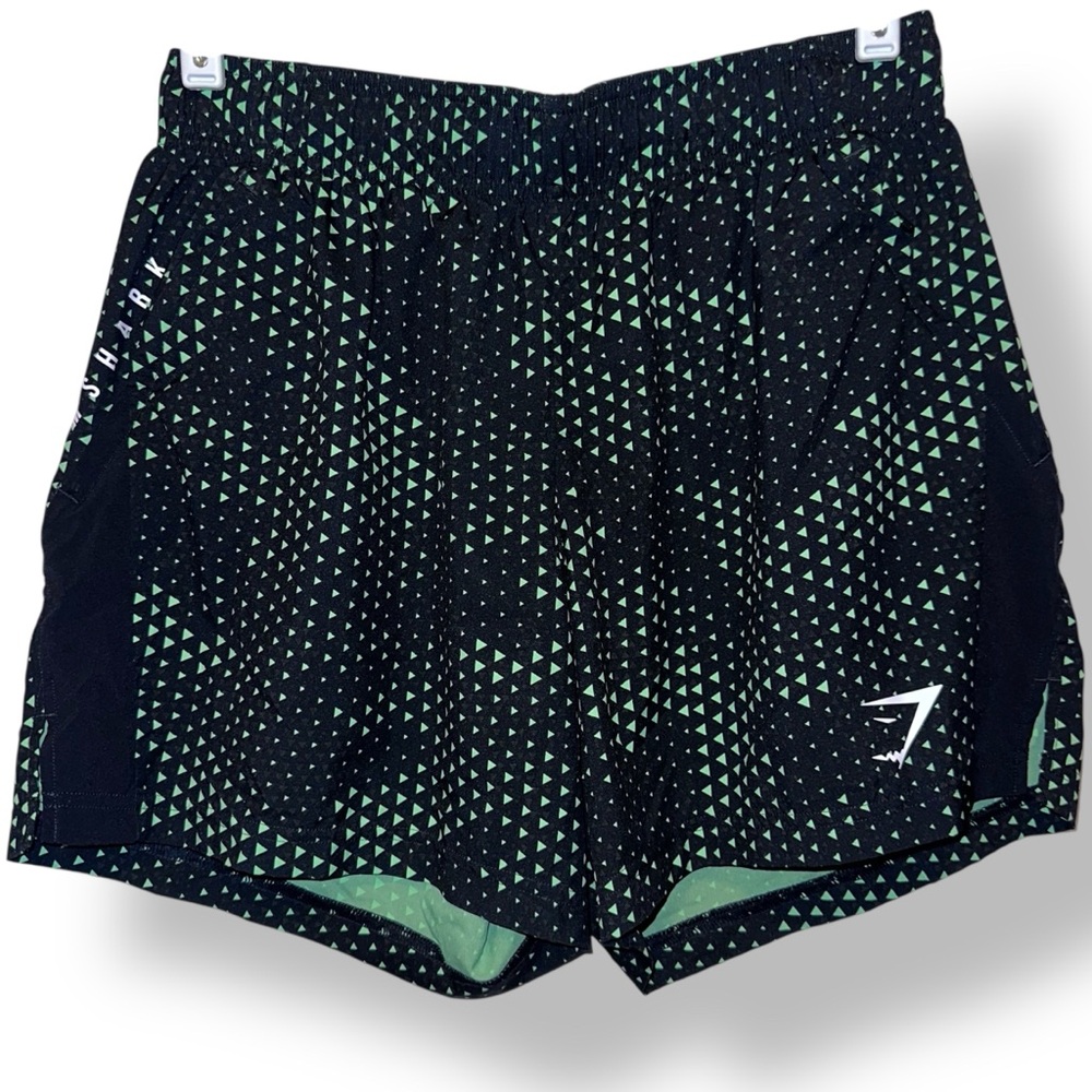 Gymshark Running Shorts | Women’s Size M | Geometric Print Green & Black